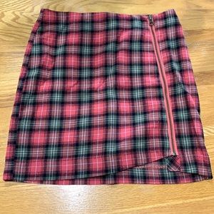 Juniors plaid zipper skirt -mini